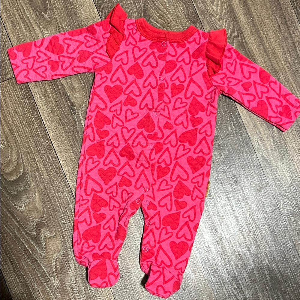 Pink Heart Quilted Baby One Piece